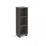 Sparta cube storage unit 1370mm high with 3 open boxes and charcoal A-frame legs - grey