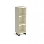 Sparta cube storage unit 1370mm high with 3 open boxes and charcoal A-frame legs - white