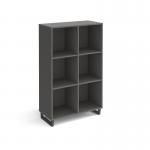 Sparta cube storage unit 1370mm high with 6 open boxes and charcoal A-frame legs - grey SPCS3-2-OG