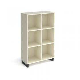 Sparta cube storage unit 1370mm high with 6 open boxes and charcoal A-frame legs - white SPCS3-2-WH