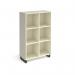 Sparta cube storage unit 1370mm high with 6 open boxes and charcoal A-frame legs - white SPCS3-2-WH