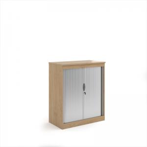 Systems horizontal tambour door cupboard 1200mm high - Kendal Oak