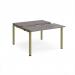 Adapt sliding top back to back desks 1200mm x 1200mm - green frame, grey oak top STE1212-GN-GO