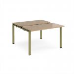 Adapt sliding top back to back desks 1200mm x 1200mm - green frame, kendal oak top STE1212-GN-KO