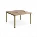 Adapt sliding top back to back desks 1200mm x 1200mm - green frame, kendal oak top STE1212-GN-KO