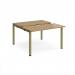 Adapt sliding top back to back desks 1200mm x 1200mm - green frame, oak top STE1212-GN-O