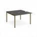 Adapt sliding top back to back desks 1200mm x 1200mm - green frame, storm grey top STE1212-GN-OG