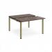 Adapt sliding top back to back desks 1200mm x 1200mm - green frame, walnut top STE1212-GN-W