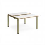Adapt sliding top back to back desks 1200mm x 1200mm - green frame, white top, oak edge STE1212-GN-WO