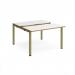 Adapt sliding top back to back desks 1200mm x 1200mm - green frame, white top, oak edge STE1212-GN-WO