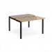 Adapt sliding top back to back desks 1200mm x 1200mm - black frame, kendal oak top STE1212-K-KO