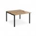 Adapt sliding top back to back desks 1200mm x 1200mm - black frame, oak top STE1212-K-O