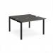 Adapt sliding top back to back desks 1200mm x 1200mm - black frame, storm grey top STE1212-K-OG