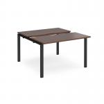 Adapt sliding top back to back desks 1200mm x 1200mm - black frame, walnut top STE1212-K-W