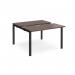 Adapt sliding top back to back desks 1200mm x 1200mm - black frame, walnut top STE1212-K-W