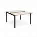 Adapt sliding top back to back desks 1200mm x 1200mm - black frame, white top with oak edging STE1212-K-WO