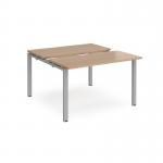 Adapt sliding top back to back desks 1200mm x 1200mm - silver frame, beech top STE1212-S-B