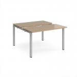 Adapt sliding top back to back desks 1200mm x 1200mm - silver frame, kendal oak top STE1212-S-KO