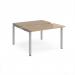 Adapt sliding top back to back desks 1200mm x 1200mm - silver frame, kendal oak top STE1212-S-KO
