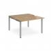 Adapt sliding top back to back desks 1200mm x 1200mm - silver frame, oak top STE1212-S-O