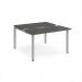 Adapt sliding top back to back desks 1200mm x 1200mm - silver frame, storm grey top STE1212-S-OG