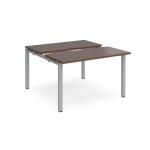 Adapt sliding top back to back desks 1200mm x 1200mm - silver frame, walnut top STE1212-S-W