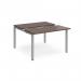 Adapt sliding top back to back desks 1200mm x 1200mm - silver frame, walnut top STE1212-S-W