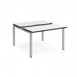 Adapt sliding top back to back desks 1200mm x 1200mm - silver frame, white top, black edge STE1212-S-WK