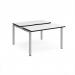 Adapt sliding top back to back desks 1200mm x 1200mm - silver frame, white top, black edge STE1212-S-WK