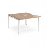 Adapt sliding top back to back desks 1200mm x 1200mm - white frame, beech top STE1212-WH-B