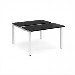 Adapt sliding top back to back desks 1200mm x 1200mm - white frame, black top STE1212-WH-BK