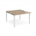 Adapt sliding top back to back desks 1200mm x 1200mm - white frame, kendal oak top STE1212-WH-KO