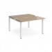 Adapt sliding top back to back desks 1200mm x 1200mm - white frame, kendal oak top STE1212-WH-KO