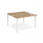 Adapt sliding top back to back desks 1200mm x 1200mm - white frame, oak top STE1212-WH-O