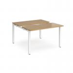 Adapt sliding top back to back desks 1200mm x 1200mm - white frame, oak top STE1212-WH-O