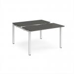 Adapt sliding top back to back desks 1200mm x 1200mm - white frame, storm grey top STE1212-WH-OG