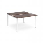 Adapt sliding top back to back desks 1200mm x 1200mm - white frame, walnut top STE1212-WH-W