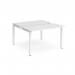 Adapt sliding top back to back desks 1200mm x 1200mm - white frame, white top STE1212-WH-WH