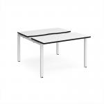 Adapt sliding top back to back desks 1200mm x 1200mm - white frame, white top, black edge STE1212-WH-WK