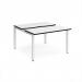 Adapt sliding top back to back desks 1200mm x 1200mm - white frame, white top, black edge STE1212-WH-WK