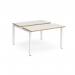 Adapt sliding top back to back desks 1200mm x 1200mm - white frame, white top with oak edging STE1212-WH-WO