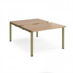 Adapt sliding top back to back desks 1200mm x 1600mm - green frame, beech top STE1216-GN-B