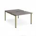 Adapt sliding top back to back desks 1200mm x 1600mm - green frame, grey oak top STE1216-GN-GO