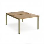 Adapt sliding top back to back desks 1200mm x 1600mm - green frame, oak top STE1216-GN-O
