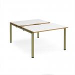Adapt sliding top back to back desks 1200mm x 1600mm - green frame, white top, oak edge STE1216-GN-WO