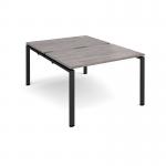 Adapt sliding top back to back desks 1200mm x 1600mm - black frame, grey oak top STE1216-K-GO