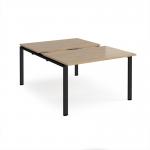 Adapt sliding top back to back desks 1200mm x 1600mm - black frame, kendal oak top STE1216-K-KO