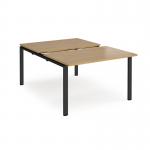 Adapt sliding top back to back desks 1200mm x 1600mm - black frame, oak top STE1216-K-O