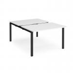 Adapt sliding top back to back desks 1200mm x 1600mm - black frame, white top STE1216-K-WH