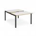 Adapt sliding top back to back desks 1200mm x 1600mm - black frame, white top with oak edging STE1216-K-WO